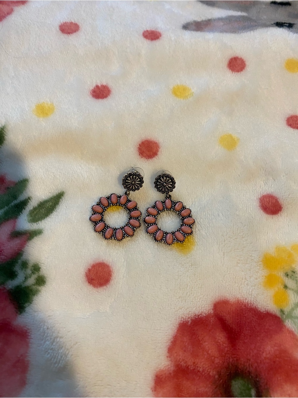 Pink Western turquoise earring’s Hoop Drop Earrings - Unbranded